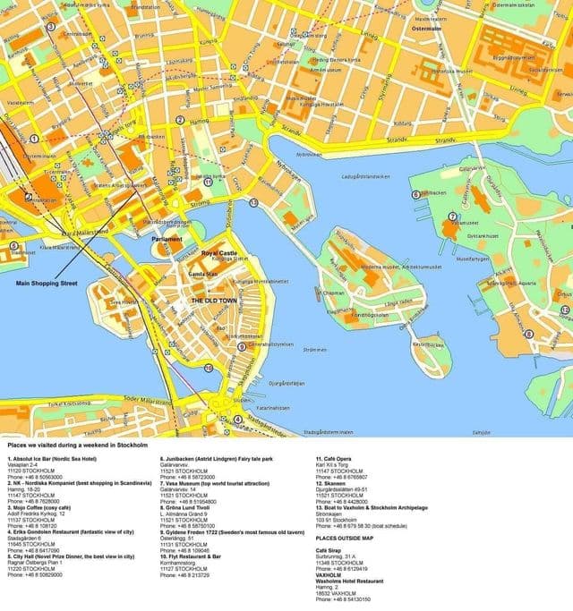 斯德哥尔摩市中心地图